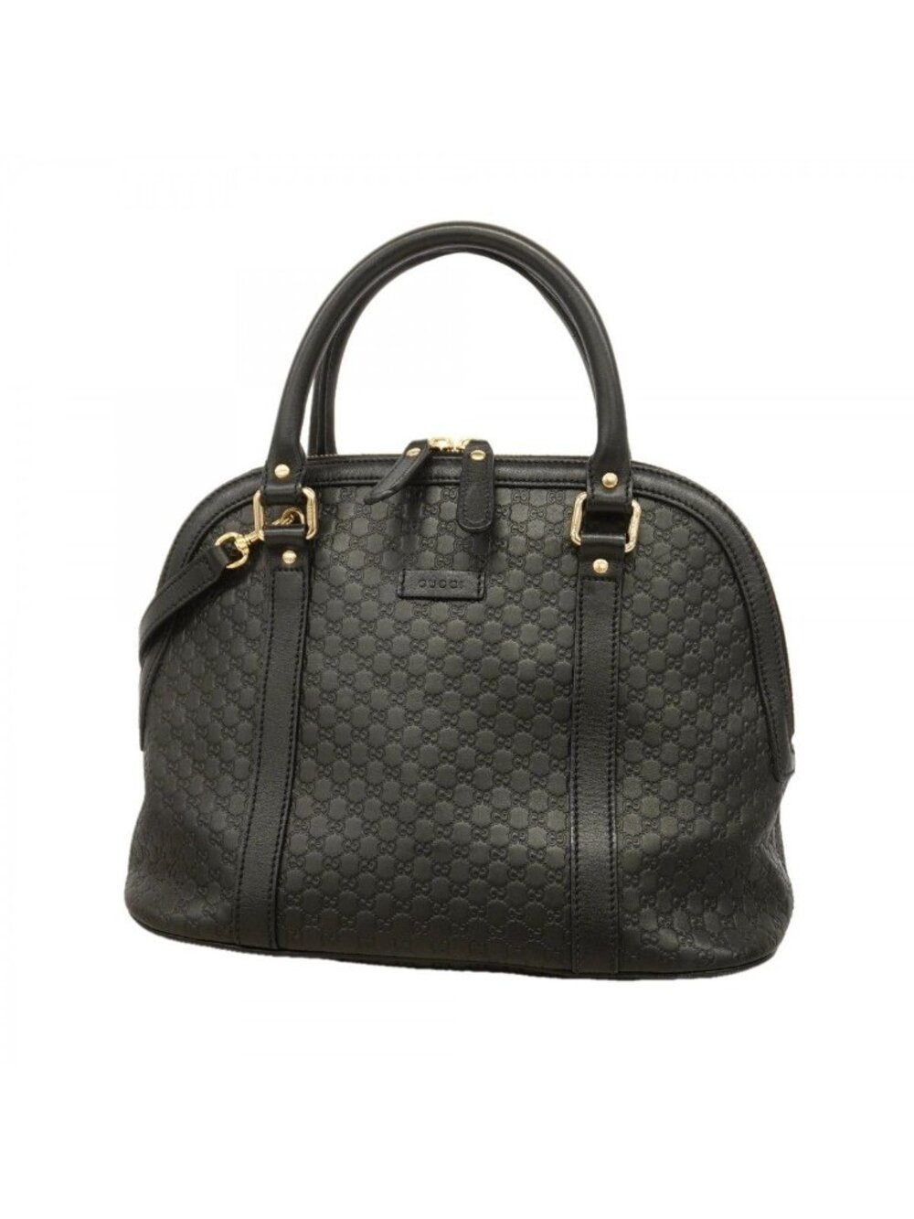 Gucci Handbag Micro Guccissima Leather Black Champagne Gold 2-Way